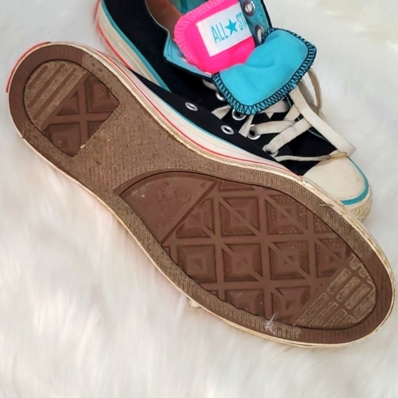 Y2K Converse All-Star Chuck Taylor Dual Tongues Black Pink Blue Womens Size 5 - Picture 12 of 17